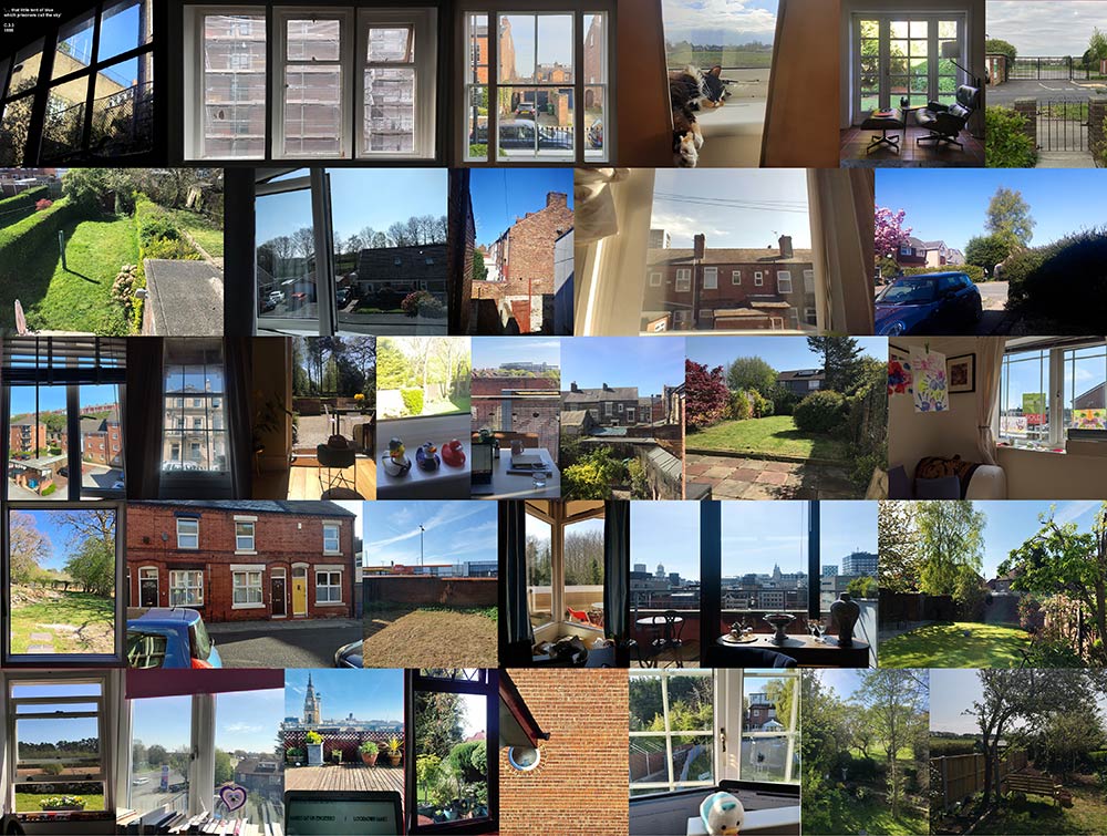 Collage of views from staff members home windows whilst working from home