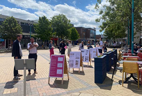 Placards on display in high street