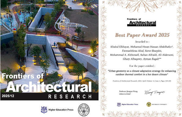 Cover of a magazine with an image of buidlings and streets in a middle eastern country and the text 