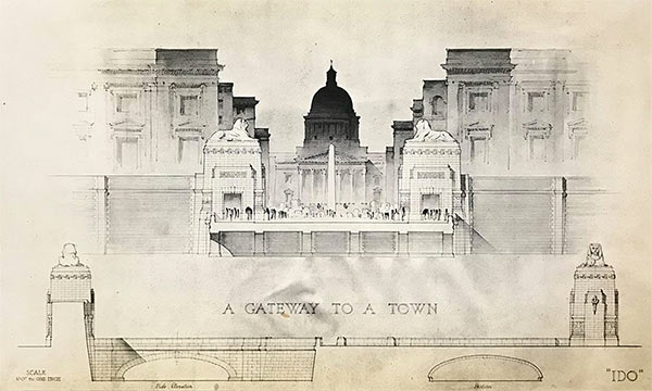 Frances Thelma Silcock A Gateway to a Town - drawing in University Archive