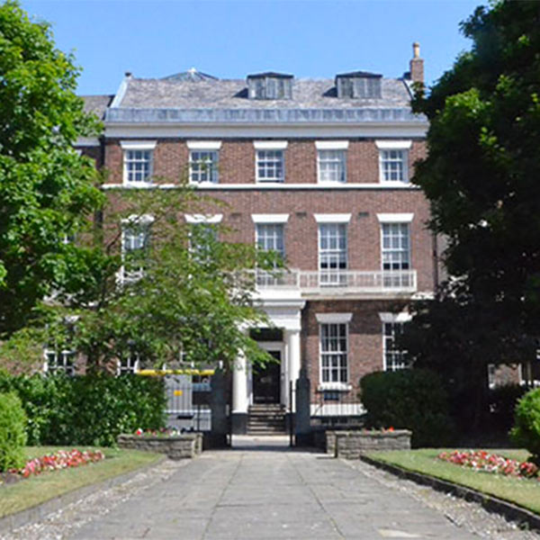 Front view of Georgian terrace, home of the School of the Arts