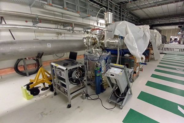 A machine setup in a lab.