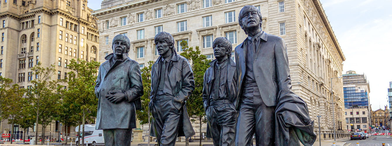 Statue of the The Beatles at Liverpool pier head