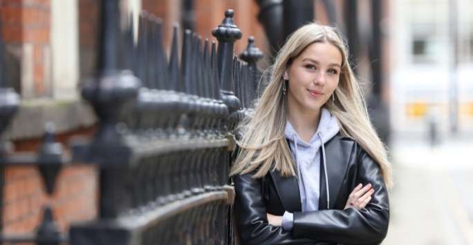 Student on the University of Liverpool campus