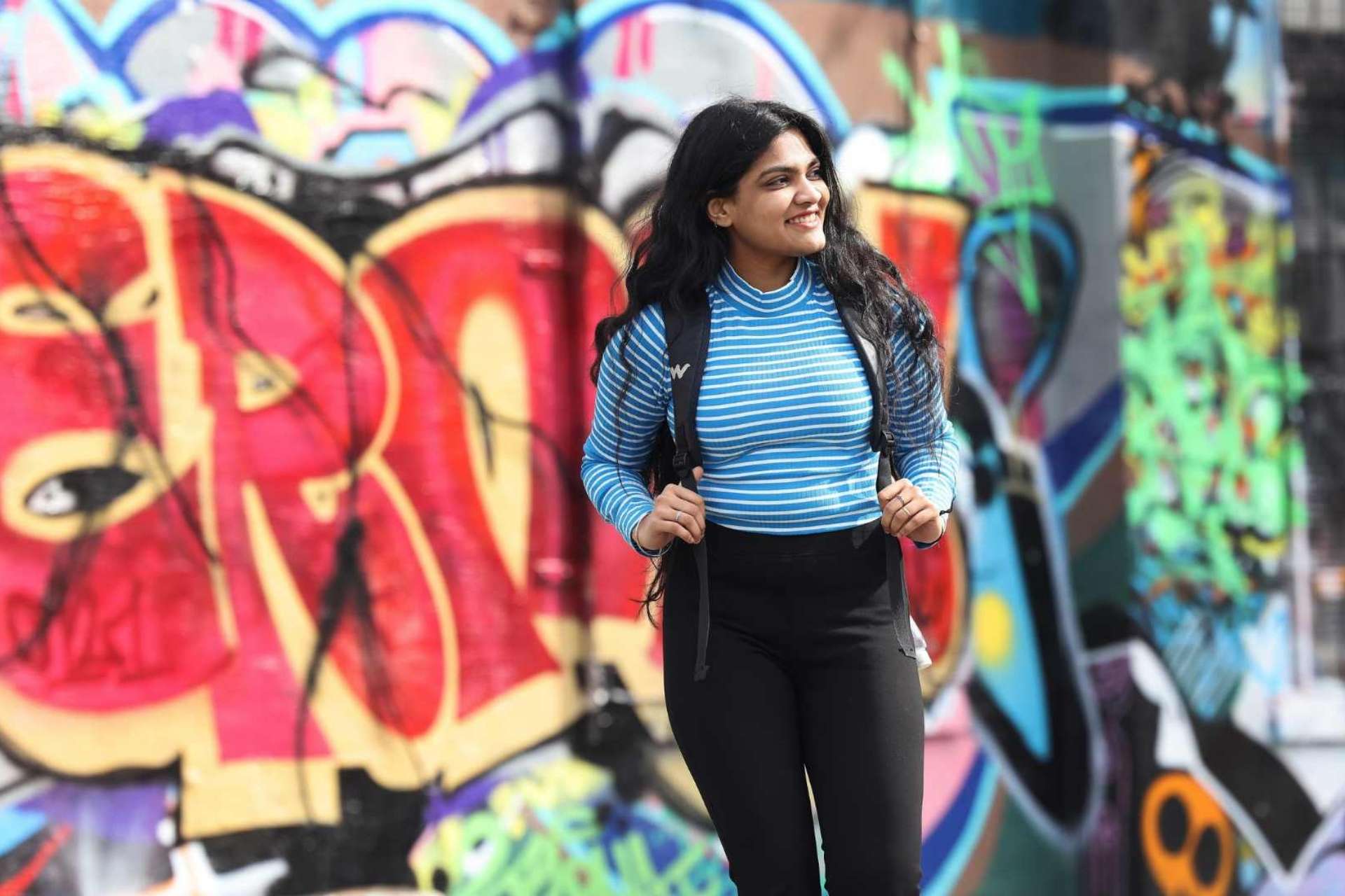 Student in a urban setting