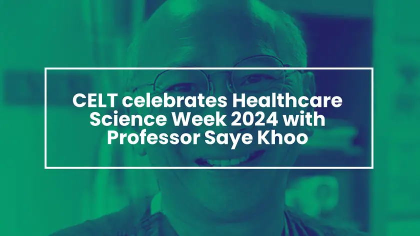Professor Saye Khoo is smiling into the camera with the blog's title over the top