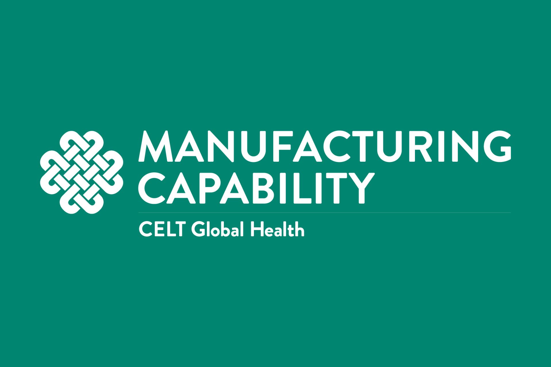 the LONGEVITY logo is the CELT Global Health celtic knot with the words Manufacturing Capability next to it and CELT Global Health written under that