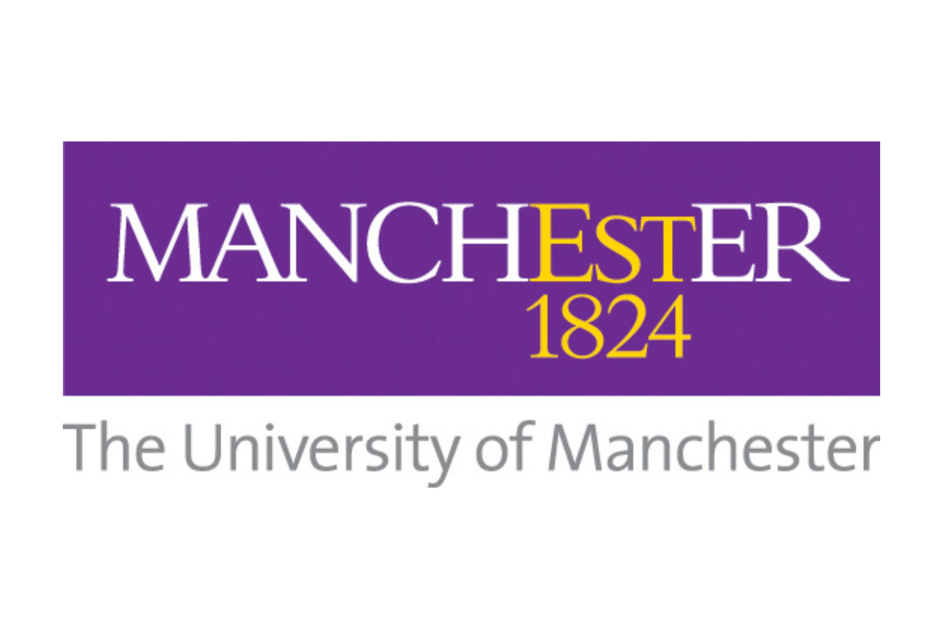 The University of Manchester logo is the words 'Manchester, est 1824, The University of Manchester'