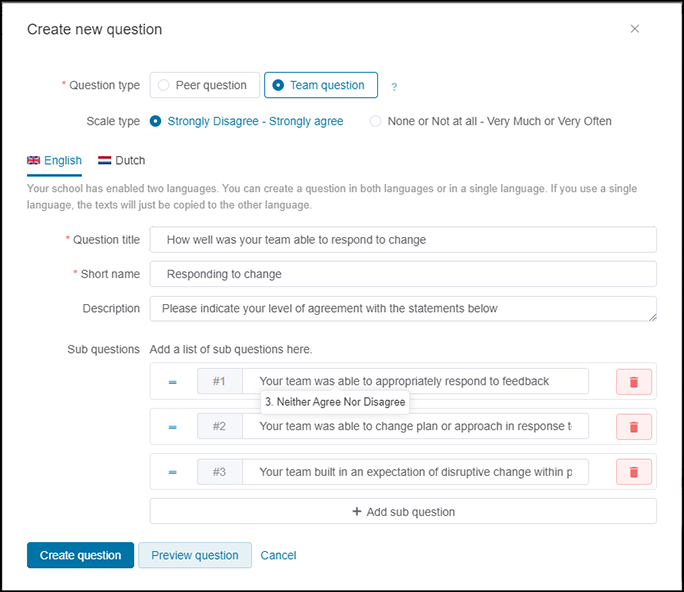 The creation of a new Buddycheck Team Question