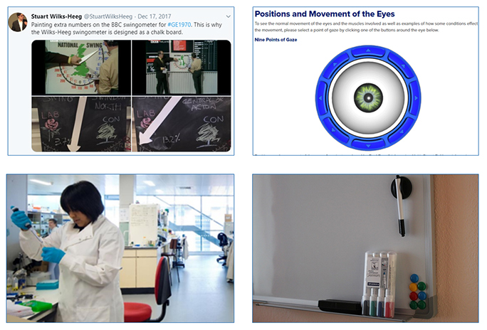 Four Teaching Props - Swingometer, Eye Animation, Chemistry Laboratory and a Whiteboard with Marker Pens