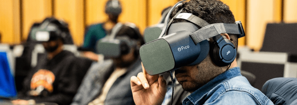 Students Wearing VR Headsets