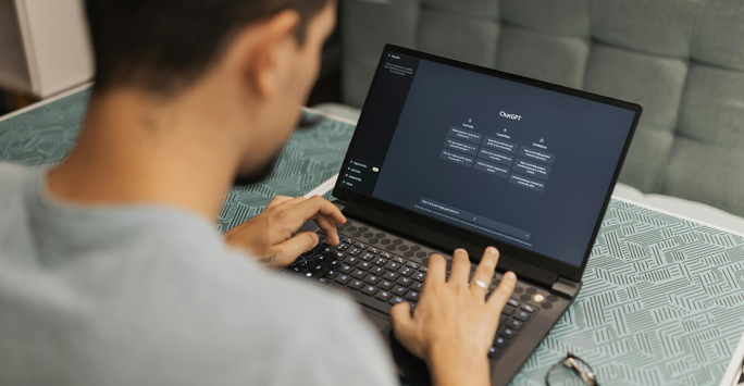Student Working on a Laptop