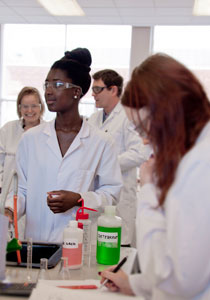 A few students in the teaching laboratory
