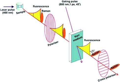 Schematic representation of kerr gated Raman spectroscopy