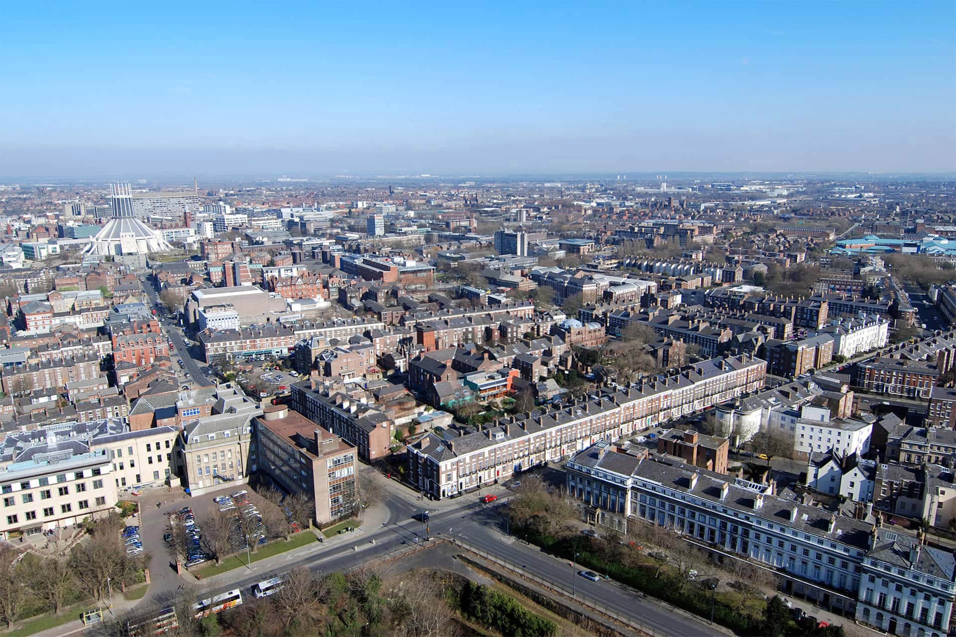 Aerial shot of Liverpool city centre