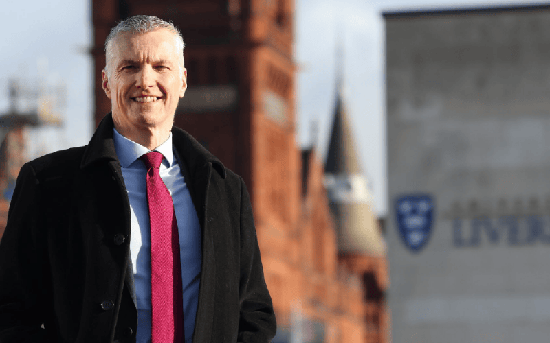 Professor Tim Jones, Vice-Chancellor of University of Liverpool standing infront of the Victoria Gallery & Museum