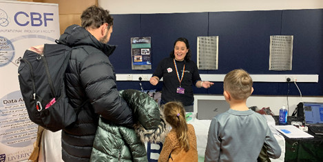 Eva welcoming youngsters to the CBF stand