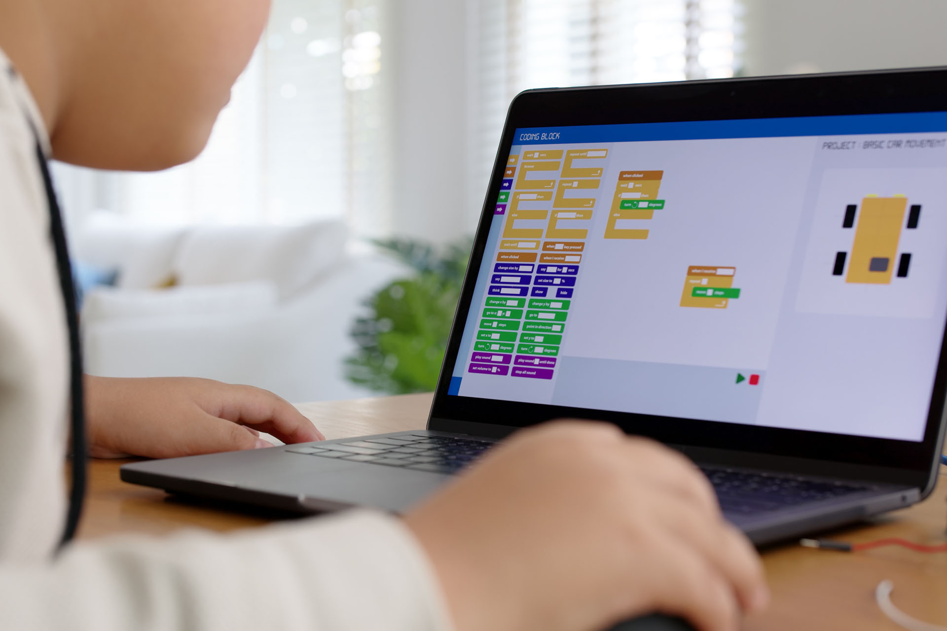 Young child looking at a computer screen