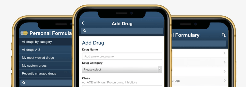 Personal Formulary Mobile App Screens