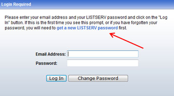 get listserv password