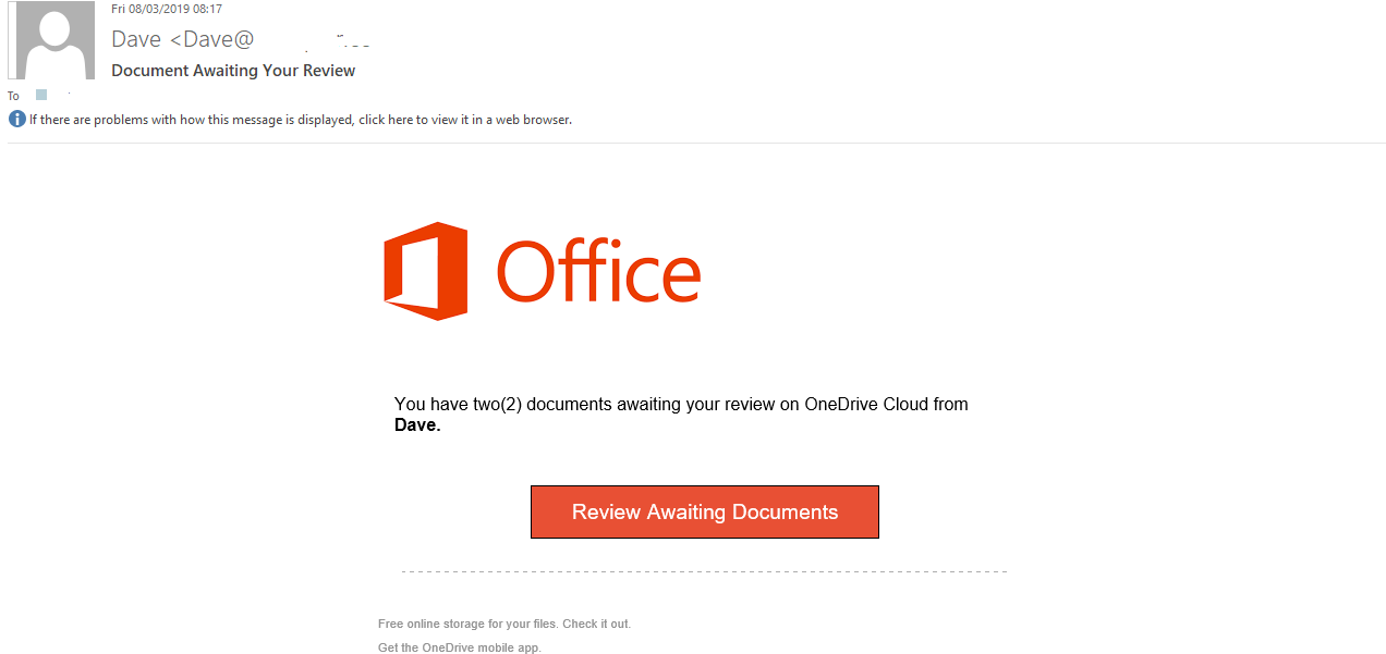 OneDrive phishing attack