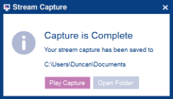 Stream Capture - recording complete