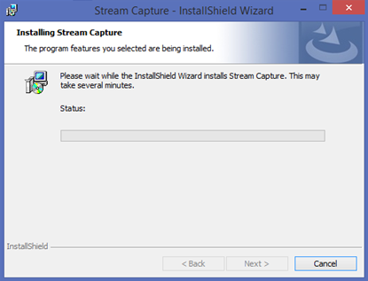 Stream Capture - installing - progress box