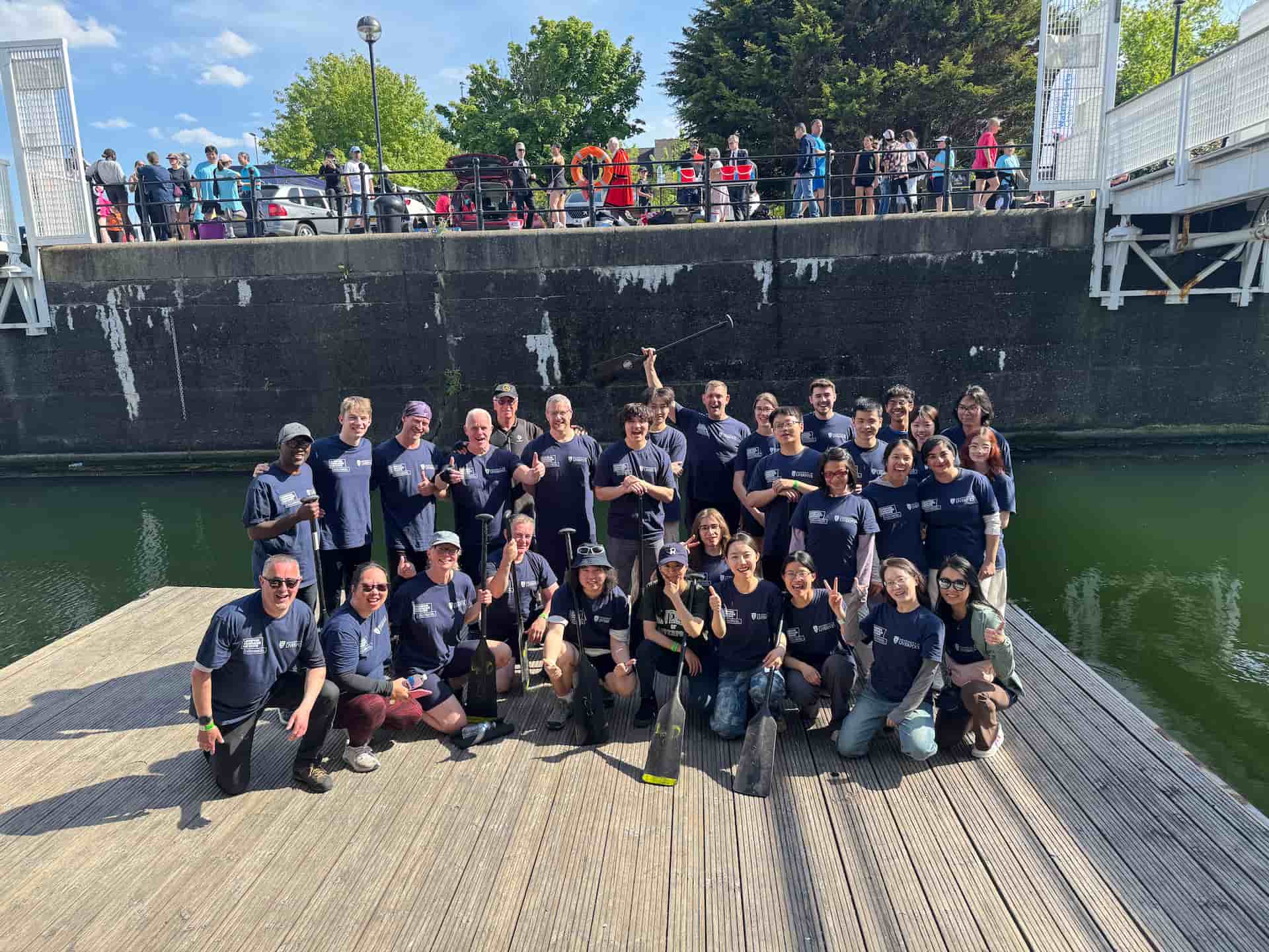 11th May 2025 Lord Mayor's Dragon Boat Team standing at the dock side.