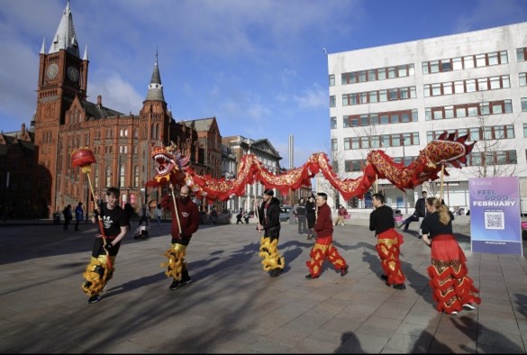 Chinese Dragon Parade in a public square