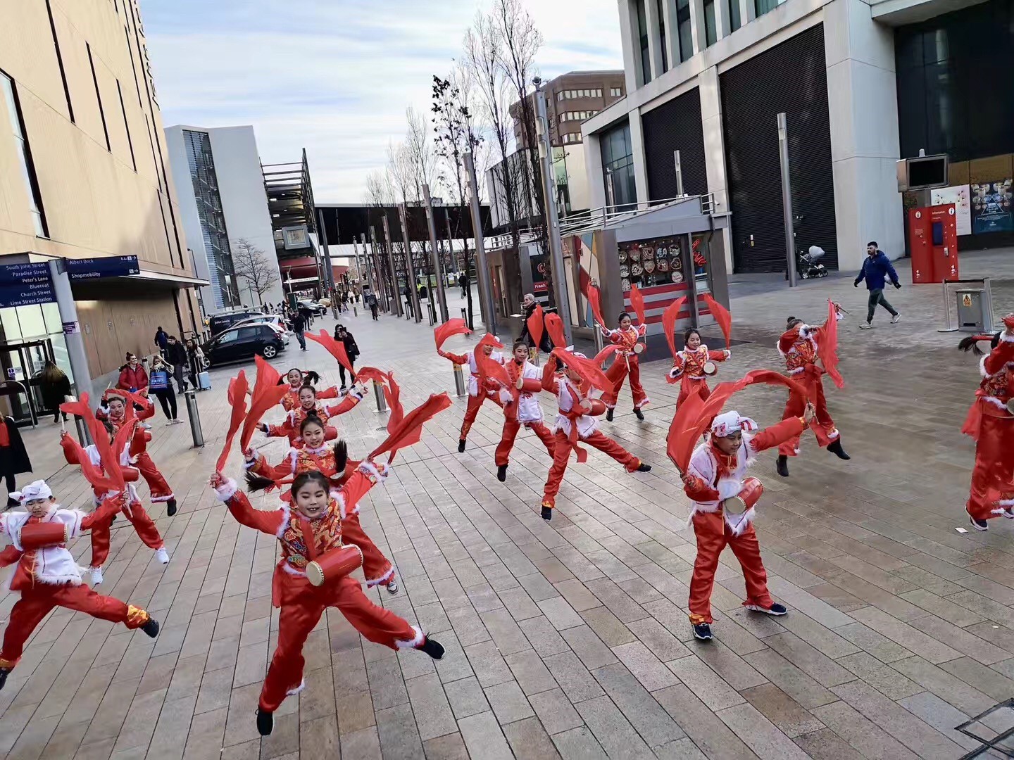 Waist-Drum Performance in Liverpool City Centre