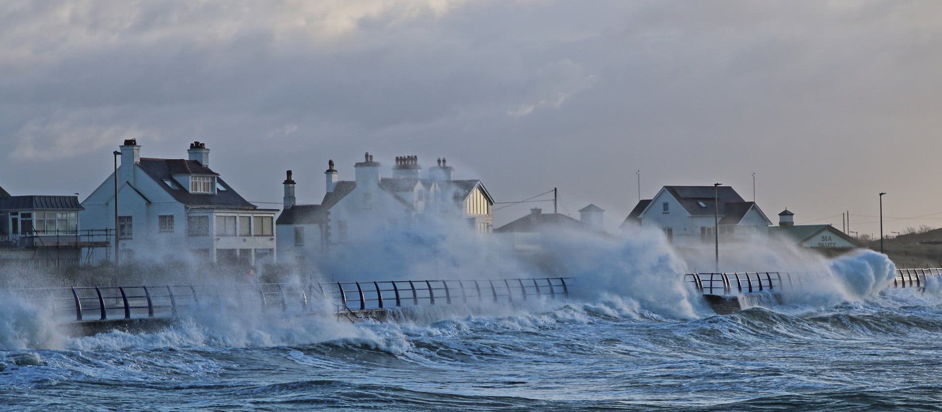 Anglesey coastline being hit by waves