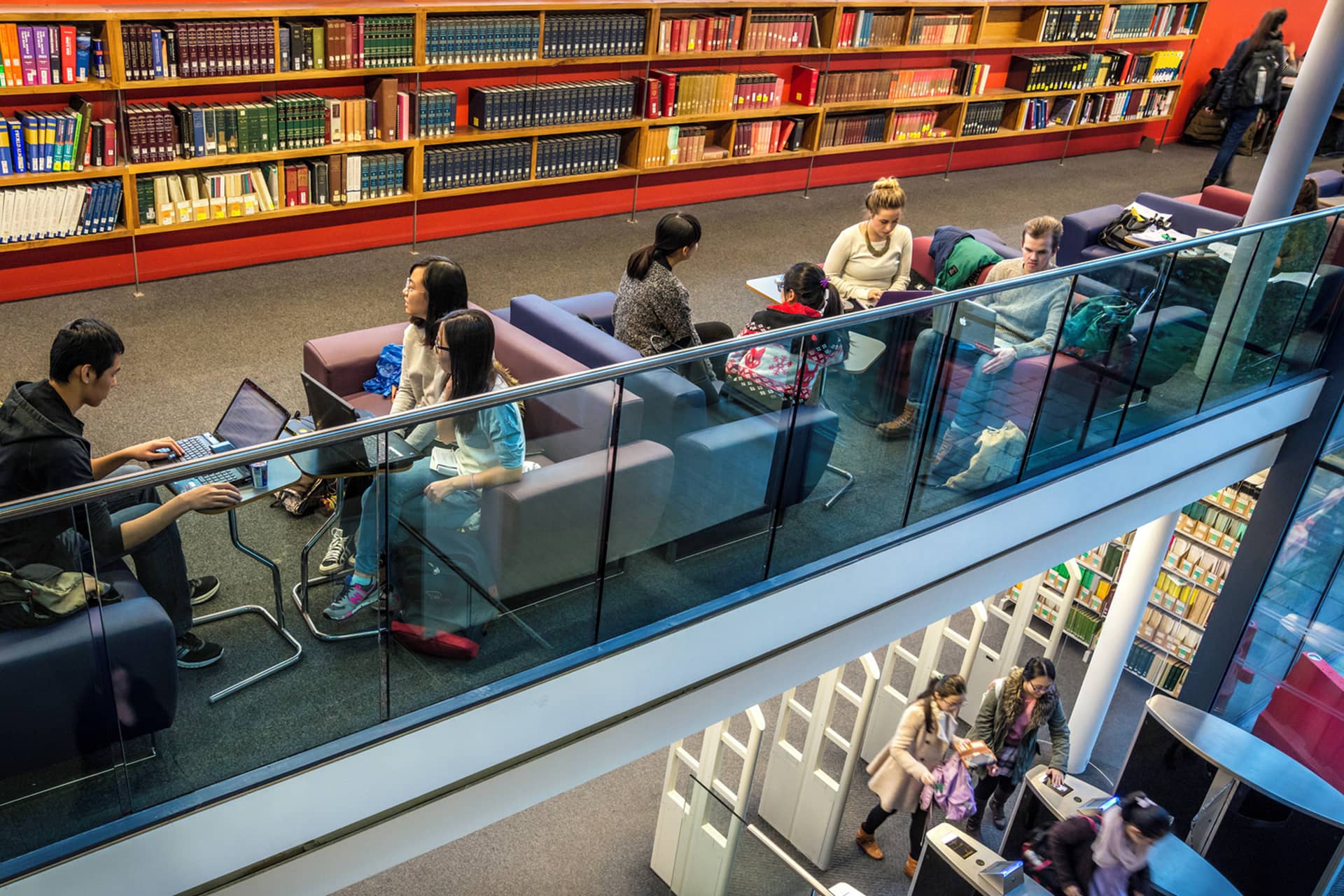 Students sitting working together in the Sydney Jones Library