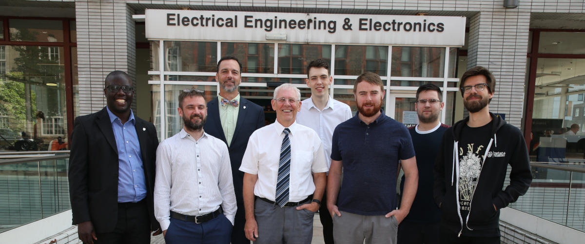Image of research group outside eee building 