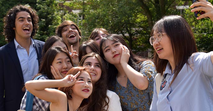 A group of students taking a selfie