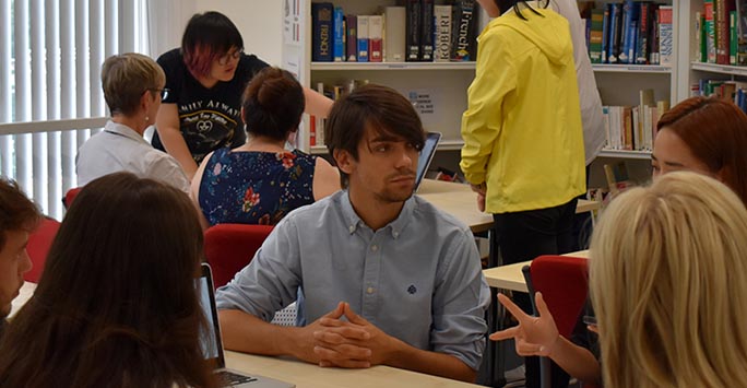 Students in the Language Lounge