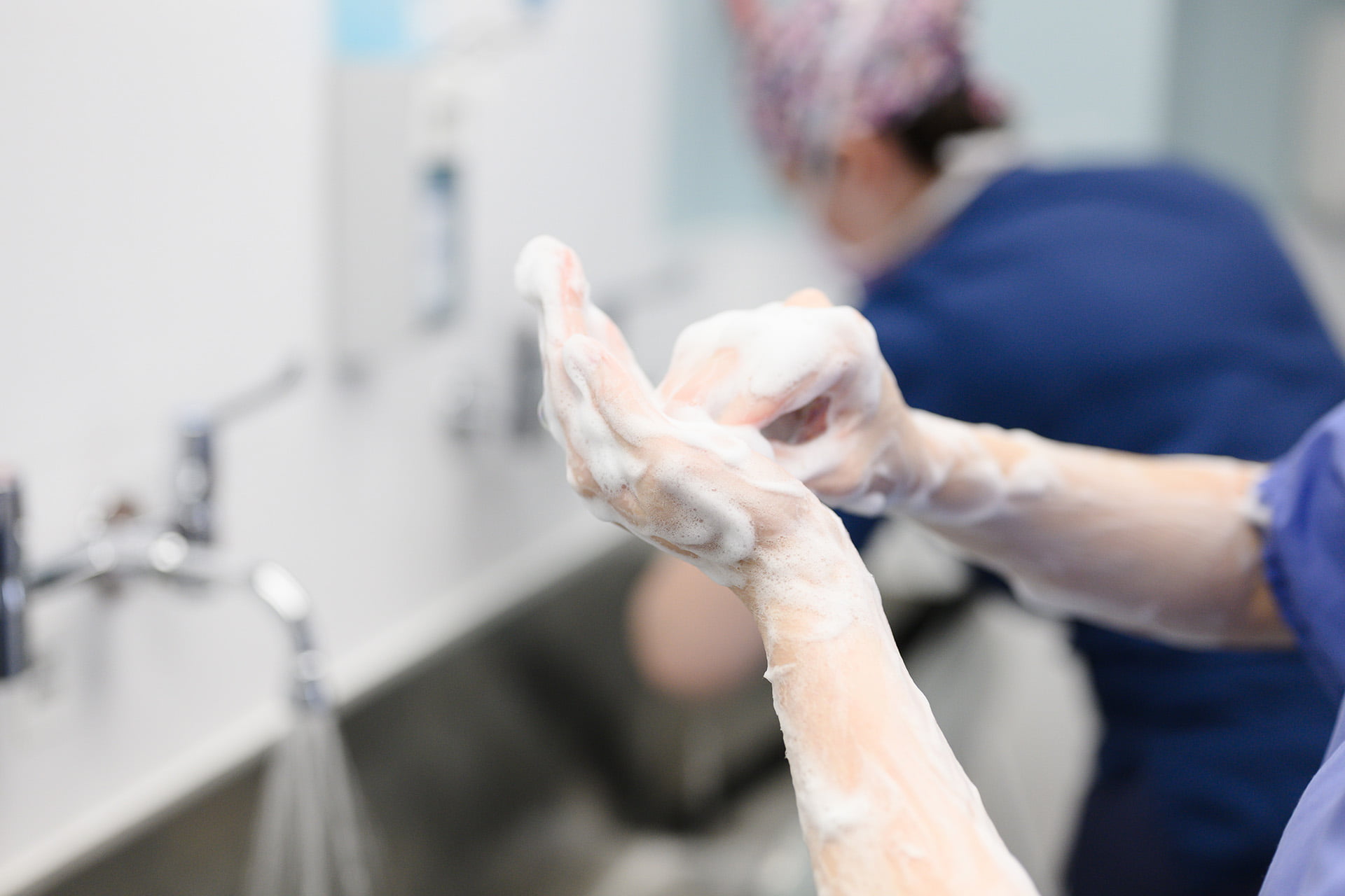 Vet washing hands