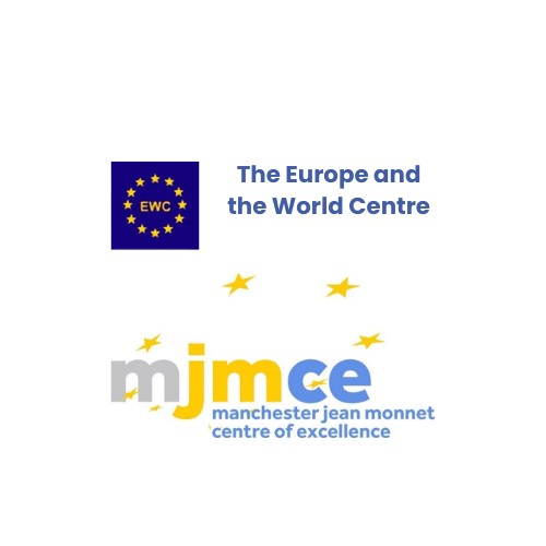 Europe and the World Centre logo and The Manchester Jean Monnet Centre of Excellence (JMCE) logo