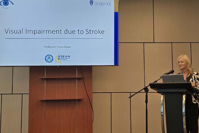 Professor Fiona Rowe delivers her keynote speech at the Brunei Ophthalmology Conference