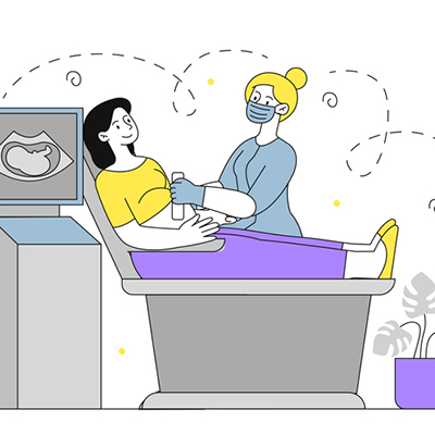Animated image of dr giving sonogram