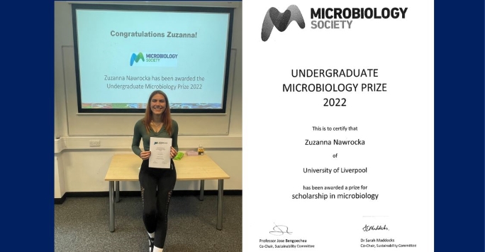 Student awarded Microbiology Society Prize 2022
