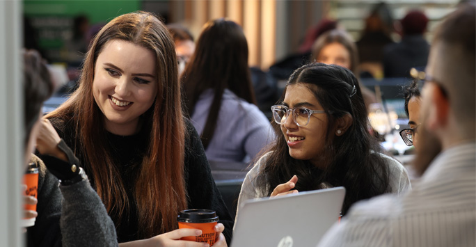 two students talking