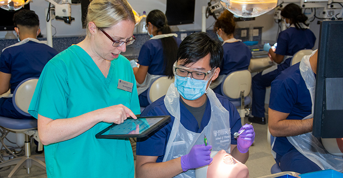 Dentistry students in practical session