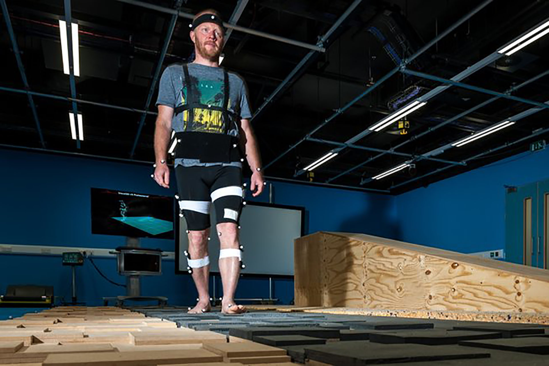 Walking patterns being analysed in the gait lab