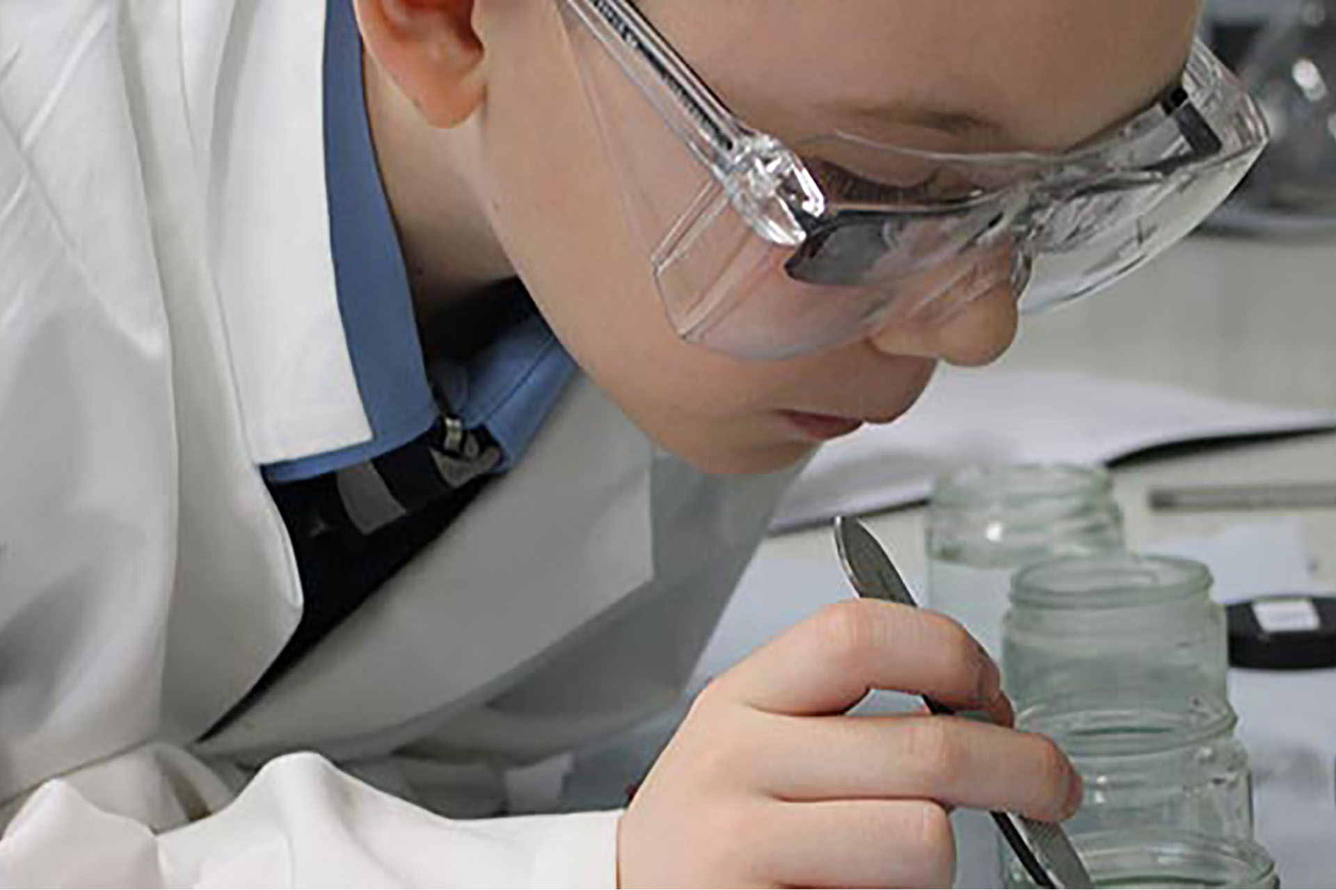 School student doing a lab activity