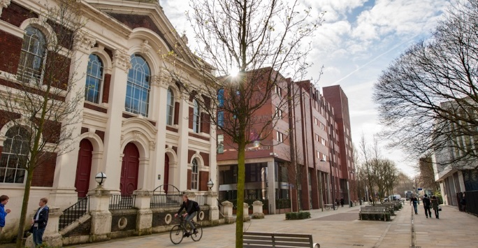 Image of an on-campus building at the University of Liverpool