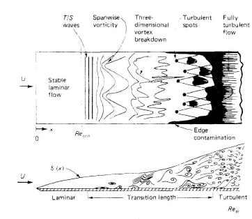 Description of the boundary layer during natural transition process. 