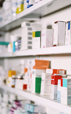 Medicines on shelves