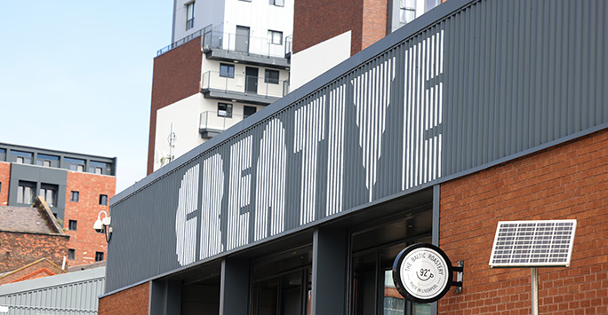Building signage saying 'creative'