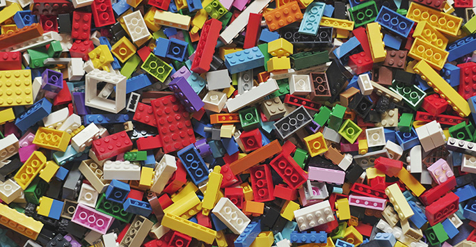 Lego bricks in mix of different colours