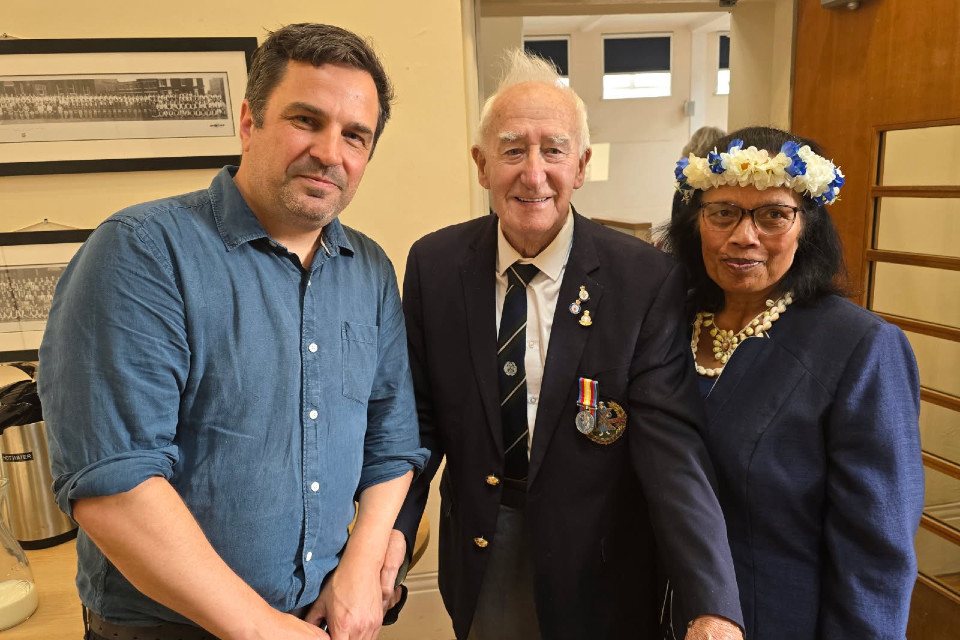L-R Dr Jon Hogg, Veteran Owen Coker, Terri Pollard.